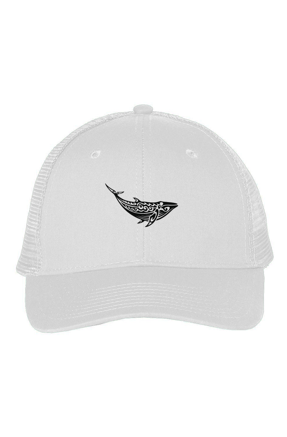 Mesh-Back Twill Trucker Tribal Print Whale Cap