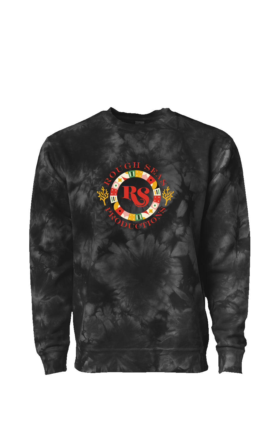 Crystal Tie Dye Crewneck: Coral Logo