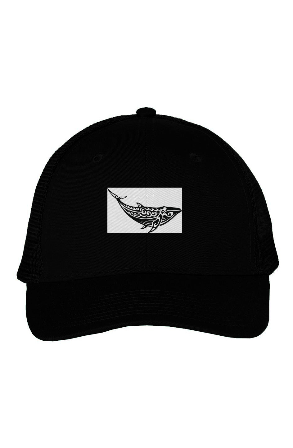 Mesh-Back Twill Trucker Tribal Print Whale Cap