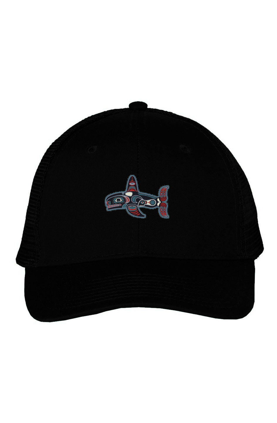 Mesh-Back Twill Trucker Native Alaskan Whale Cap