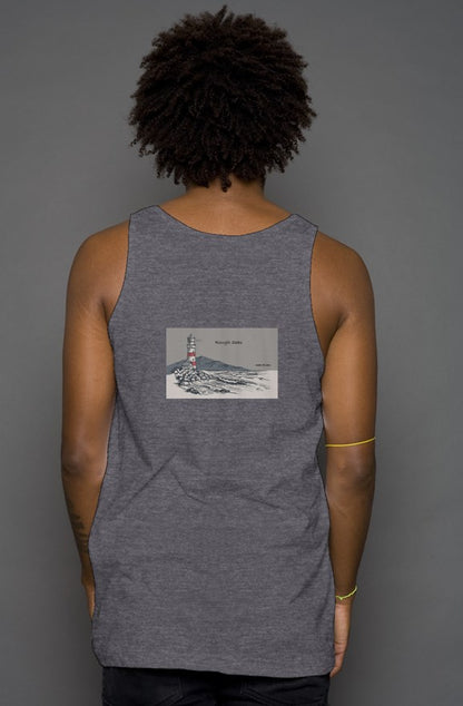 chill whale light house with words