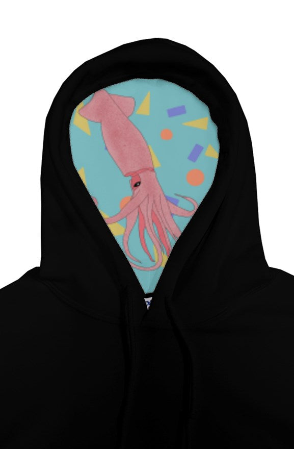 Liner Hoodie: Live Free Squid-Black