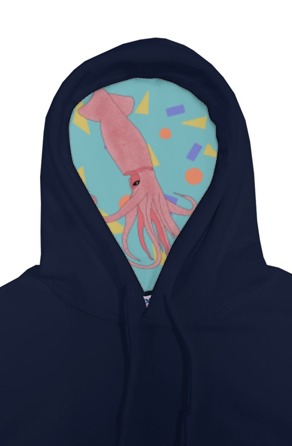 Liner Hoodie: Live Free Squid-Navy